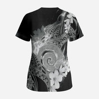 Piko Hawaiian Scrub Top Monochrome Galaxy Spiral Plumeria Tribal Patterns DT05 - Polynesian Pride
