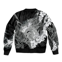 Piko Hawaiian Sleeve Zip Bomber Jacket Monochrome Galaxy Spiral Plumeria Tribal Patterns DT05 - Polynesian Pride