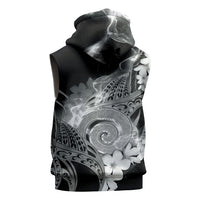 Piko Hawaiian Sleeveless Zip Hoodie Monochrome Galaxy Spiral Plumeria Tribal Patterns DT05 - Polynesian Pride