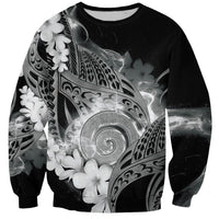 Piko Hawaiian Sweatshirt Monochrome Galaxy Spiral Plumeria Tribal Patterns DT05 Unisex Black - Polynesian Pride