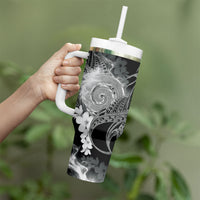 Piko Hawaiian Tumbler With Handle Monochrome Galaxy Spiral Plumeria Tribal Patterns DT05 - Polynesian Pride