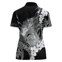 Piko Hawaiian Women Polo Shirt Monochrome Galaxy Spiral Plumeria Tribal Patterns DT05 - Polynesian Pride