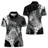 Piko Hawaiian Women Polo Shirt Monochrome Galaxy Spiral Plumeria Tribal Patterns DT05 - Polynesian Pride