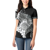 Piko Hawaiian Women Polo Shirt Monochrome Galaxy Spiral Plumeria Tribal Patterns DT05 - Polynesian Pride