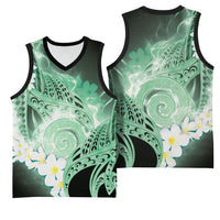 Piko Hawaiian Basketball Jersey Green Galaxy Spiral Plumeria Tribal Patterns DT05 - Polynesian Pride