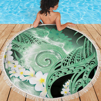 Piko Hawaiian Beach Blanket Green Galaxy Spiral Plumeria Tribal Patterns DT05 - Polynesian Pride