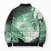 Piko Hawaiian Bomber Puffer Jacket Green Galaxy Spiral Plumeria Tribal Patterns DT05 - Polynesian Pride