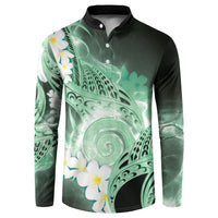 Piko Hawaiian Button Sweatshirt Green Galaxy Spiral Plumeria Tribal Patterns DT05 Green - Polynesian Pride