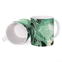 Piko Hawaiian Ceramic Mug Green Galaxy Spiral Plumeria Tribal Patterns DT05 - Polynesian Pride