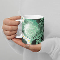 Piko Hawaiian Ceramic Mug Green Galaxy Spiral Plumeria Tribal Patterns DT05 - Polynesian Pride