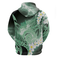 Piko Hawaiian Hoodie Green Galaxy Spiral Plumeria Tribal Patterns DT05 - Polynesian Pride