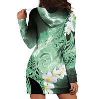 Piko Hawaiian Hoodie Dress Green Galaxy Spiral Plumeria Tribal Patterns DT05 - Polynesian Pride