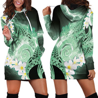 Piko Hawaiian Hoodie Dress Green Galaxy Spiral Plumeria Tribal Patterns DT05 - Polynesian Pride