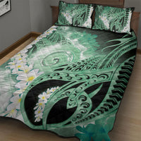 Piko Hawaiian Quilt Bed Set Green Galaxy Spiral Plumeria Tribal Patterns DT05 - Polynesian Pride