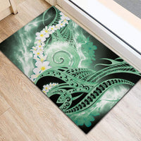 Piko Hawaiian Rubber Doormat Green Galaxy Spiral Plumeria Tribal Patterns DT05 - Polynesian Pride