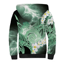 Piko Hawaiian Sherpa Hoodie Green Galaxy Spiral Plumeria Tribal Patterns DT05 - Polynesian Pride