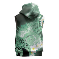 Piko Hawaiian Sleeveless Hoodie Green Galaxy Spiral Plumeria Tribal Patterns DT05 - Polynesian Pride