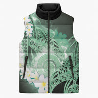 Piko Hawaiian Sleeveless Puffer Jacket Green Galaxy Spiral Plumeria Tribal Patterns DT05 Unisex Green - Polynesian Pride