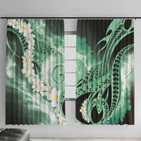 Piko Hawaiian Window Curtain Green Galaxy Spiral Plumeria Tribal Patterns DT05 With Hooks Green - Polynesian Pride