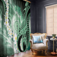 Piko Hawaiian Window Curtain Green Galaxy Spiral Plumeria Tribal Patterns DT05 - Polynesian Pride
