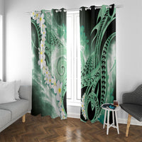 Piko Hawaiian Window Curtain Green Galaxy Spiral Plumeria Tribal Patterns DT05 With Grommets Green - Polynesian Pride