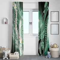 Piko Hawaiian Window Curtain Green Galaxy Spiral Plumeria Tribal Patterns DT05 - Polynesian Pride