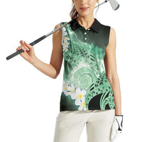 Piko Hawaiian Women Sleeveless Polo Shirt Green Galaxy Spiral Plumeria Tribal Patterns DT05 - Polynesian Pride