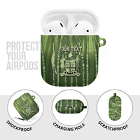 Personalised Fiji Language Week Sugarcane Masi AirPods Case Green Tapa Tribal Pattern DT05 - Polynesian Pride