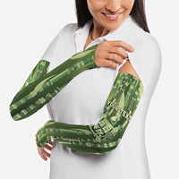 Personalised Fiji Language Week Sugarcane Masi Arm Sleeves Green Tapa Tribal Pattern DT05 - Polynesian Pride