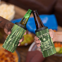 Personalised Fiji Language Week Sugarcane Masi 4 in 1 Can Cooler Tumbler Green Tapa Tribal Pattern DT05 - Polynesian Pride