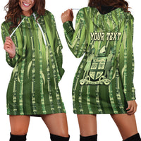 Personalised Fiji Language Week Sugarcane Masi Hoodie Dress Green Tapa Tribal Pattern DT05 - Polynesian Pride