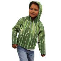 Personalised Fiji Language Week Sugarcane Masi Kid Hoodie Green Tapa Tribal Pattern DT05 - Polynesian Pride