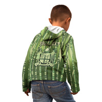Personalised Fiji Language Week Sugarcane Masi Kid Hoodie Green Tapa Tribal Pattern DT05 - Polynesian Pride
