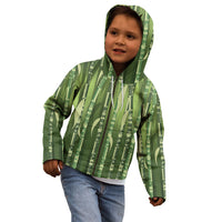 Personalised Fiji Language Week Sugarcane Masi Kid Hoodie Green Tapa Tribal Pattern DT05 - Polynesian Pride