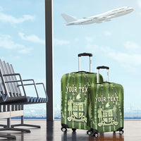 Personalised Fiji Language Week Sugarcane Masi Luggage Cover Green Tapa Tribal Pattern DT05 - Polynesian Pride