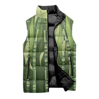 Personalised Fiji Language Week Sugarcane Masi Sleeveless Puffer Jacket Green Tapa Tribal Pattern DT05 - Polynesian Pride