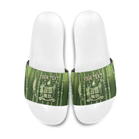 Personalised Fiji Language Week Sugarcane Masi Slide Sandals Green Tapa Tribal Pattern DT05 Green - Polynesian Pride