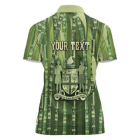 Personalised Fiji Language Week Sugarcane Masi Women Polo Shirt Green Tapa Tribal Pattern DT05 - Polynesian Pride