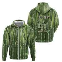 Personalised Fiji Language Week Sugarcane Masi Zip Hoodie Green Tapa Tribal Pattern DT05 - Polynesian Pride