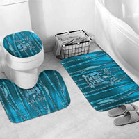 Personalised Fiji Language Week Sugarcane Masi Bathroom Set Blue Tapa Tribal Pattern DT05 Mat Set Only (3 pcs) One Size Blue - Polynesian Pride