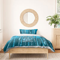 Personalised Fiji Language Week Sugarcane Masi Bedding Set Blue Tapa Tribal Pattern DT05 - Polynesian Pride