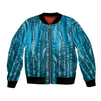Personalised Fiji Language Week Sugarcane Masi Bomber Jacket Blue Tapa Tribal Pattern DT05 Unisex Blue - Polynesian Pride