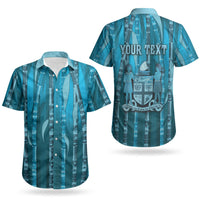 Personalised Fiji Language Week Sugarcane Masi Couples Matching Summer Maxi Dress and Hawaiian Shirt Blue Tapa Tribal Pattern DT05 - Polynesian Pride