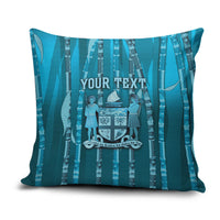 Personalised Fiji Language Week Sugarcane Masi Pillow Cover Blue Tapa Tribal Pattern DT05 Blue - Polynesian Pride