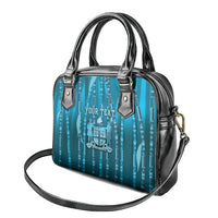 Personalised Fiji Language Week Sugarcane Masi Shoulder Handbag Blue Tapa Tribal Pattern