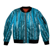 Personalised Fiji Language Week Sugarcane Masi Sleeve Zip Bomber Jacket Blue Tapa Tribal Pattern DT05 Unisex Blue - Polynesian Pride