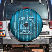 Personalised Fiji Language Week Sugarcane Masi Spare Tire Cover Blue Tapa Tribal Pattern DT05 Blue - Polynesian Pride