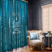 Personalised Fiji Language Week Sugarcane Masi Window Curtain Blue Tapa Tribal Pattern DT05 - Polynesian Pride