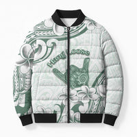 Aloha Hawaii Shaka Bomber Puffer Jacket Hang Loose Mint Version - Polynesian Pride