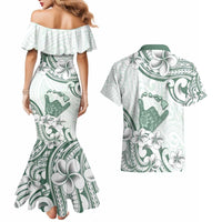 Aloha Hawaii Shaka Couples Matching Mermaid Dress and Hawaiian Shirt Hang Loose Mint Version - Polynesian Pride